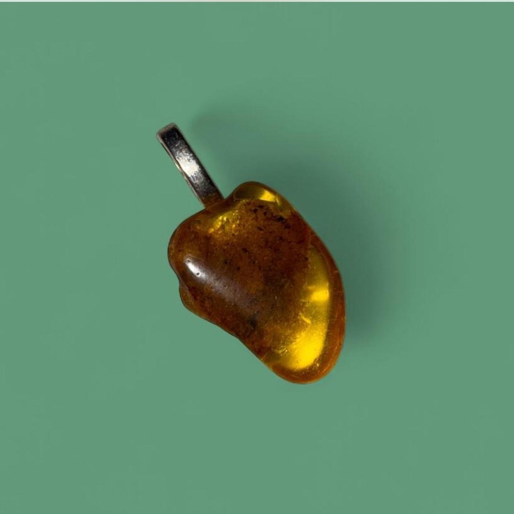 Amber Freeform Pendant | Natural Crystal | Jewelry | Healing Stone